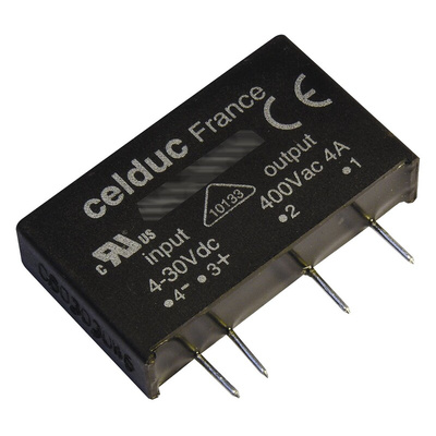 Celduc SK Series Solid State Relay, 5 A Load, PCB Mount, 280 V ac Load, 10 V dc Control