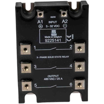 RS PRO Solid State Relay, 25 A rms Load, Panel Mount, 480 V ac Load, 32 V dc Control