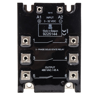 RS PRO Solid State Relay, 45 A rms Load, Panel Mount, 480 V ac Load, 32 V dc Control