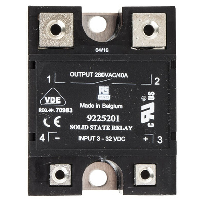 RS PRO Solid State Relay, 40 A rms Load, Panel Mount, 280 V ac Load, 32 V dc Control