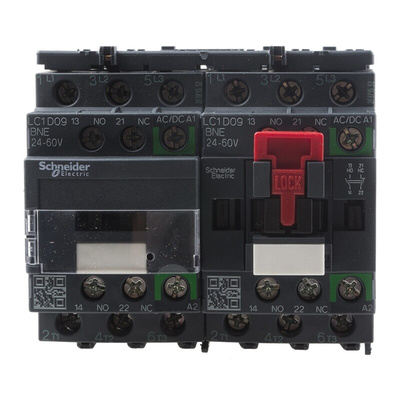 Schneider Electric LC2D Series Reversing Contactor, 24 V ac/dc Coil, 3-Pole, 9 A, 5.5 kW, 3NO, 690 V ac