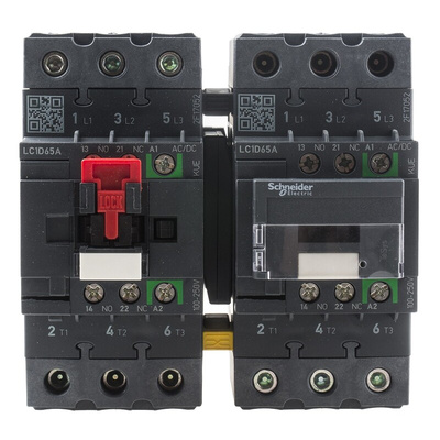 Schneider Electric LC2D Series Reversing Contactor, 230 V ac Coil, 3-Pole, 65 A, 30 kW, 3NO, 690 V ac
