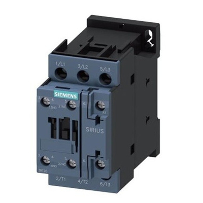 Siemens 3RT2 Series Contactor, 230 V ac Coil, 3-Pole, 50 A, 15 kW, 1NO + 1NC, 690 V ac