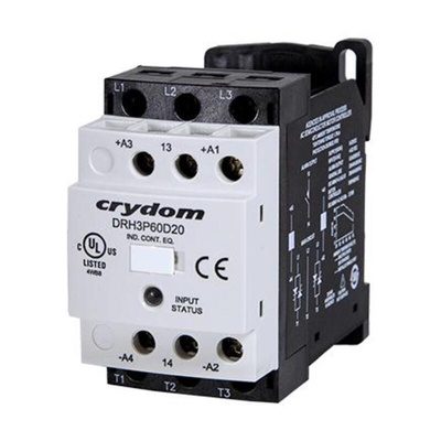 Sensata / Crydom DRH Series Solid State Contactor, 3-Pole, 18 A, 120 V ac, 200 V dc