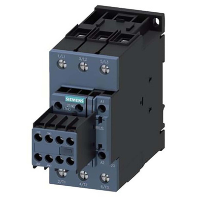 Siemens Contactor, 24 V dc Coil, 3-Pole, 50 A, 22 kW, 2NO + 2NC