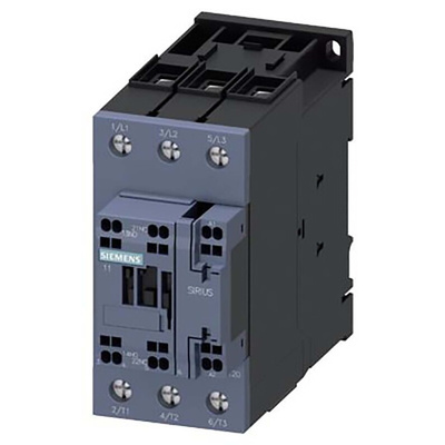 Siemens Contactor, 24 V dc Coil, 3-Pole, 50 A, 22 kW, 1NO + 1NC