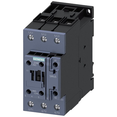 Siemens Contactor, 110 V ac Coil, 3-Pole, 80 A, 37 kW, 1NO + 1NC