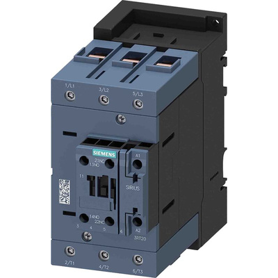 Siemens Contactor, 110 V ac Coil, 3-Pole, 80 A, 37 kW, 1NO + 1NC