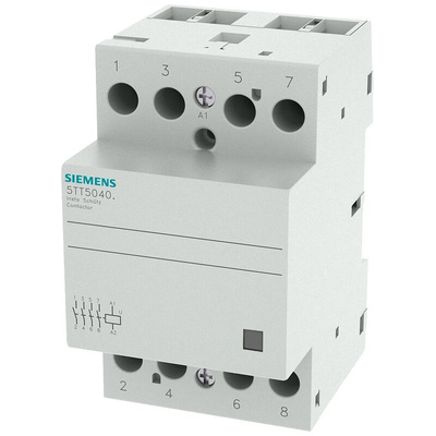 Siemens Contactor, 24 V Coil, 4-Pole, 40 A, 4 kW, 4NO