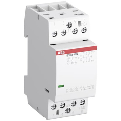 ABB ESB Series Contactor, 24 V Coil, 4-Pole, 25 A, 17.3 kW, 3NO + 1NC
