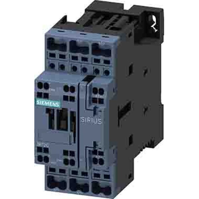 Siemens Contactor, 220 V dc Coil, 3-Pole, 12 A, 5.5 kW, 1NO + 1NC