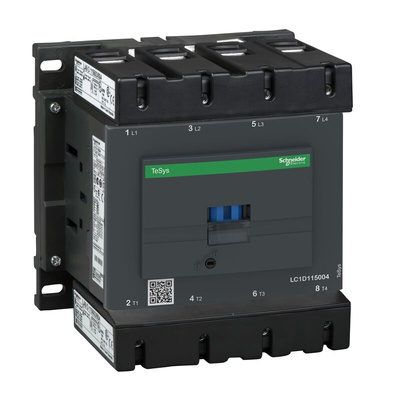 Schneider Electric LC1D Series Contactor, 110 V Coil, 4-Pole, 115 A, 1 NO + 1 NC