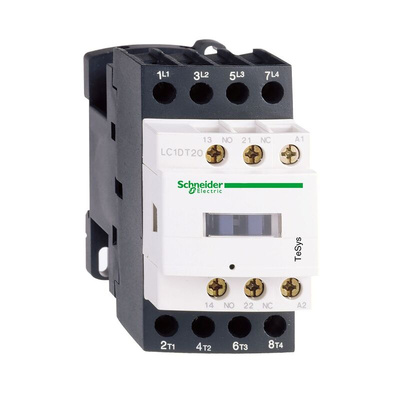 Schneider Electric LC1D Series Contactor, 208 V Coil, 4-Pole, 25 A, 1 NO + 1 NC