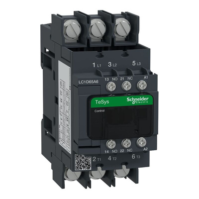 Schneider Electric LC1D Series Contactor, 3-Pole, 65 A, 1 NO + 1 NC