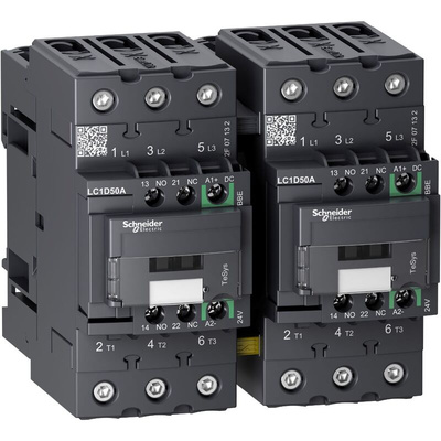 Schneider Electric LC2D Series Reversing Contactor, 3-Pole, 50 A, 1 NO + 1 NC