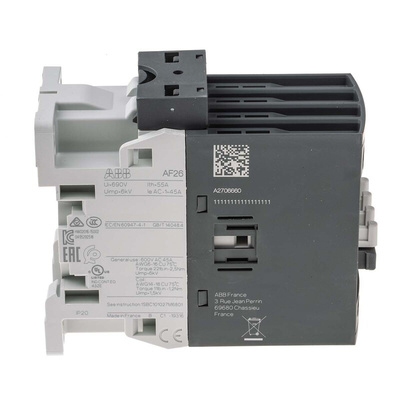 ABB AF Series Contactor, 230 V ac Coil, 4-Pole, 45 A, 11 kW, 4NO, 690 V ac