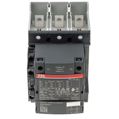 ABB AF Series Contactor, 230 V ac Coil, 3-Pole, 160 A, 55 kW, 3NO, 690 V ac