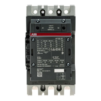 ABB AF Series Contactor, 230 V ac Coil, 3-Pole, 275 A, 90 kW, 3NO, 690 V ac