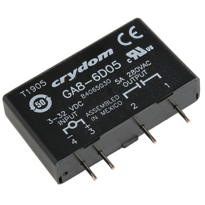 Sensata / Crydom GA8 Series Solid State Relay, 5 A Load, PCB Mount, 280 V rms Load, 28 V dc Control