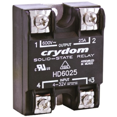 Sensata / Crydom Solid State Relay, 25 A Load, Panel Mount, 660 V ac Load, 32 V Control