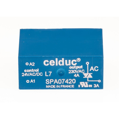 Celduc SP-ST-SL Series Solid State Relay, 4 A Load, PCB Mount, 275 V ac Load, 30V ac/dc Control