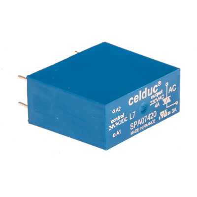 Celduc SP-ST-SL Series Solid State Relay, 4 A Load, PCB Mount, 275 V ac Load, 30V ac/dc Control