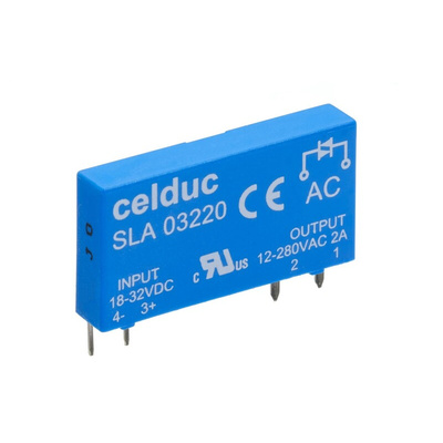 Celduc SP-ST-SL Series Solid State Relay, 2 A Load, PCB Mount, 275 V rms Load, 32 V Control