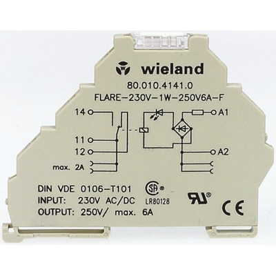 Wieland flare Series Solid State Relay, 0.5 A Load, DIN Rail Mount, 53 V Load, 250 V Control