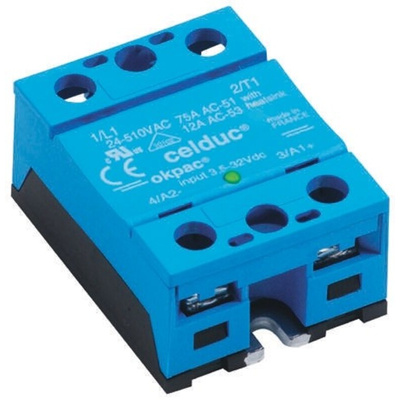 Celduc SO9 Series Solid State Relay, 60 A Load, Panel Mount, 280 V rms Load, 32 V Control