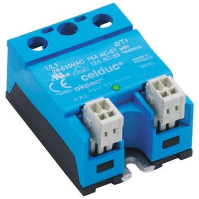 Celduc SOR Series Solid State Relay, 75 A Load, Panel Mount, 510 V rms Load, 32 V Control