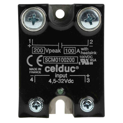 Celduc SCM Series Solid State Relay, 100 A Load, Panel Mount, 200 V dc Load, 32 V dc Control