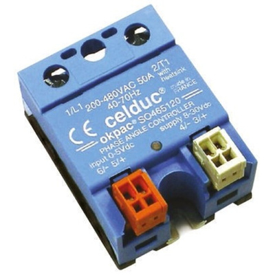 Celduc SO4 Series Solid State Relay, 50 A Load, Panel Mount, 480 V ac Load, 10 V dc Control