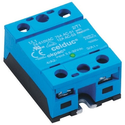 Celduc SOM Series Solid State Relay, 60 A Load, Panel Mount, 40 V dc Load, 32 V dc Control