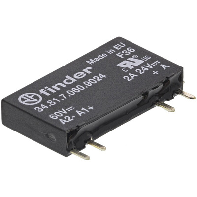 Finder 34 Series Solid State Relay, 6 A Load, PCB Mount, 24 V dc Load, 60 V dc Control