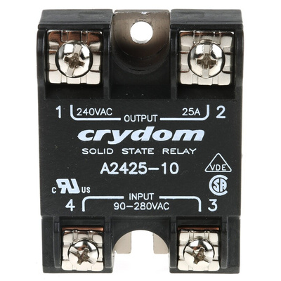 Sensata / Crydom Series 1 240 VAC Series Solid State Relay, 25 A Load, Panel Mount, 280 V rms Load, 280 V ac Control