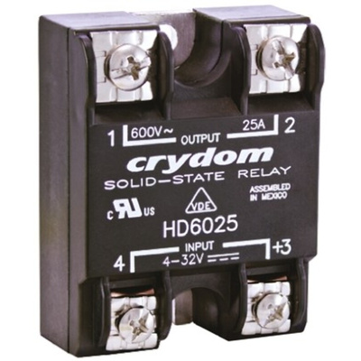 Sensata / Crydom Solid State Relay, 25 A Load, Panel Mount, 660 V ac Load, 32 V dc Control
