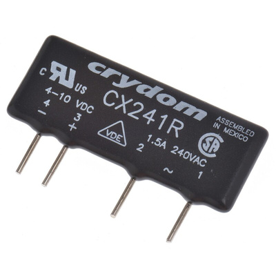 Sensata / Crydom Solid State Relay, 1.5 A Load, PCB Mount, 280 V rms Load, 10 V dc Control