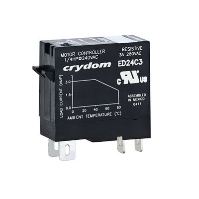 Sensata / Crydom Solid State Relay, 3 A Load, DIN Rail Mount, 280 V rms Load, 32 V dc Control