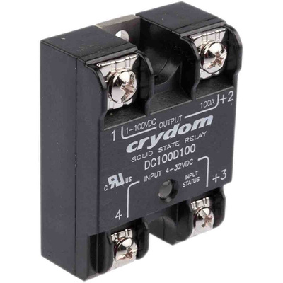 Sensata / Crydom Solid State Relay, 100 A Load, Surface Mount, 72 V dc Load, 32 V dc Control