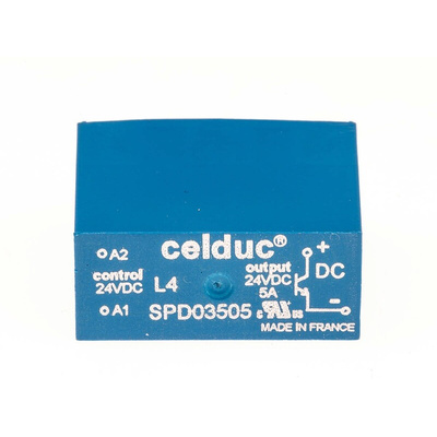 Celduc SP-ST-SL Series Solid State Relay, 5 A Load, PCB Mount, 30 V dc Load, 30 V dc Control