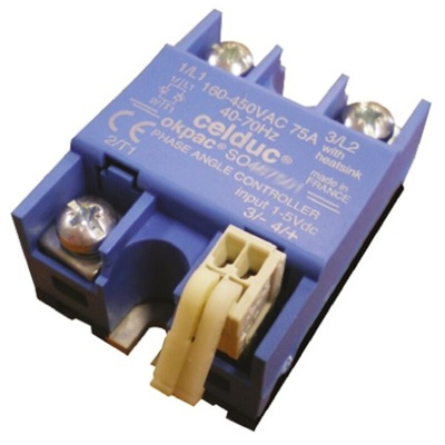 Celduc SO3 Series Solid State Relay, 75 A Load, Panel Mount, 450 V ac Load, 10 V dc Control