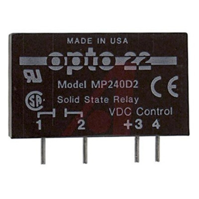 Opto 22 Solid State Relay, 2 A Load, PCB Mount, 240 V ac Load, 32 V dc Control