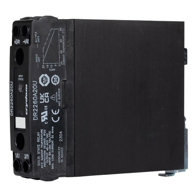 Sensata / Crydom DR22 Series Solid State Relay, 20 A Load, DIN Rail Mount, 600 V rms Load, 280V ac/dc Control