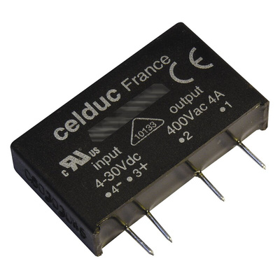 Celduc SK Series Solid State Relay, 5 A Load, PCB Mount, 460 V ac Load, 30 V dc Control