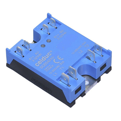 Celduc SOB8 Series Solid State Relay, 2 x 35 A Load, Panel Mount, 600 V ac Load, 30V ac/dc Control