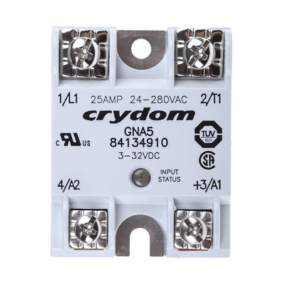 Sensata / Crydom 8413 Series Solid State Relay, 25 A rms Load, Panel Mount, 280 V ac Load, 32 V dc Control
