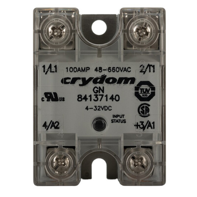 Sensata / Crydom GN Series Solid State Relay, 100 A rms Load, Panel Mount, 660 V ac Load, 32 V dc Control