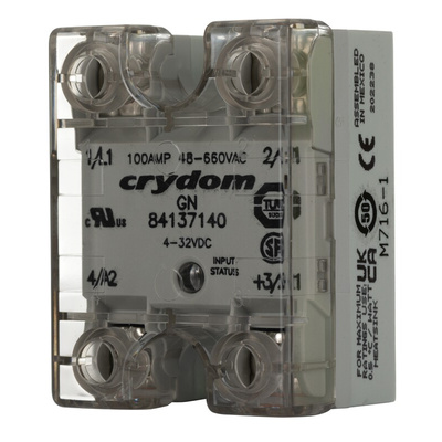 Sensata / Crydom GN Series Solid State Relay, 100 A rms Load, Panel Mount, 660 V ac Load, 32 V dc Control