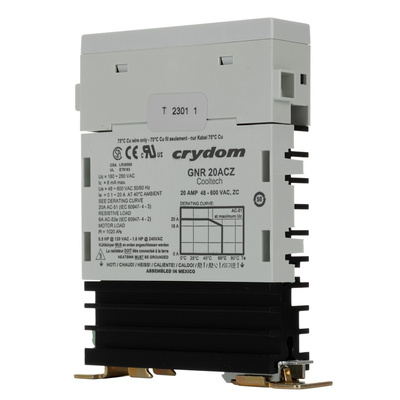 Sensata / Crydom GNR Series Solid State Relay, 20 A rms Load, DIN Rail Mount, 600 V rms Load, 260 V ac Control