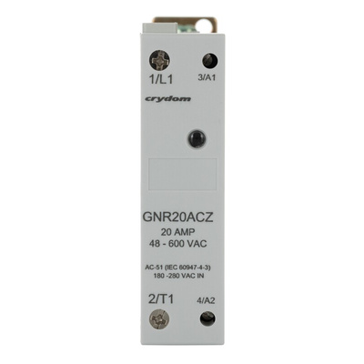 Sensata / Crydom GNR Series Solid State Relay, 20 A rms Load, DIN Rail Mount, 600 V rms Load, 260 V ac Control